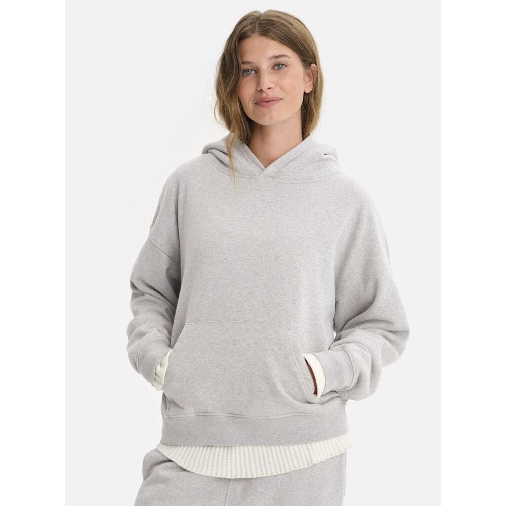 MATE the Label Organic Fleece Pocket Hoodie Heather Gray XS Workout Casual